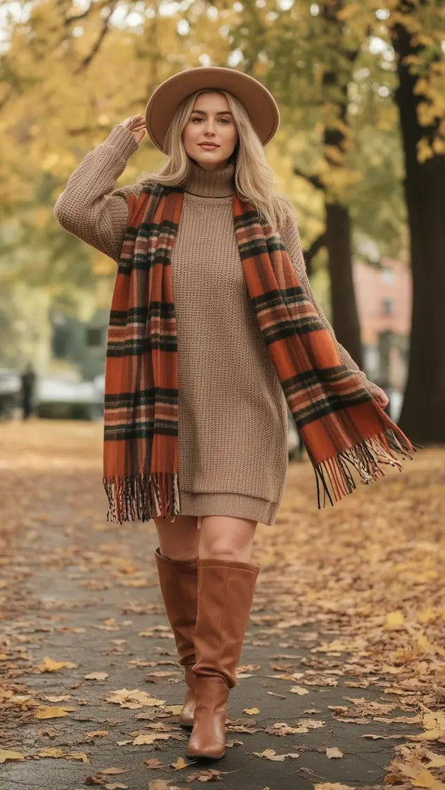 fall plus size outfits Sweater Dress with Pumpkin Spice Spirit