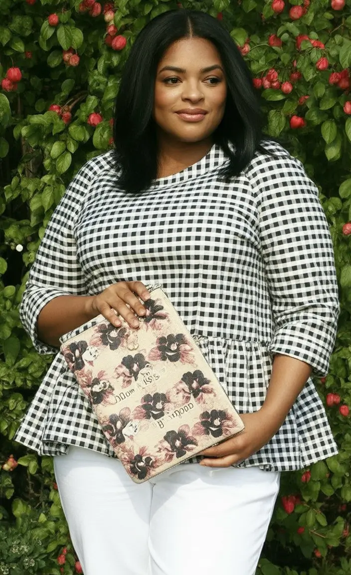 fall plus size outfits Retro Peplum and Gingham Goodness