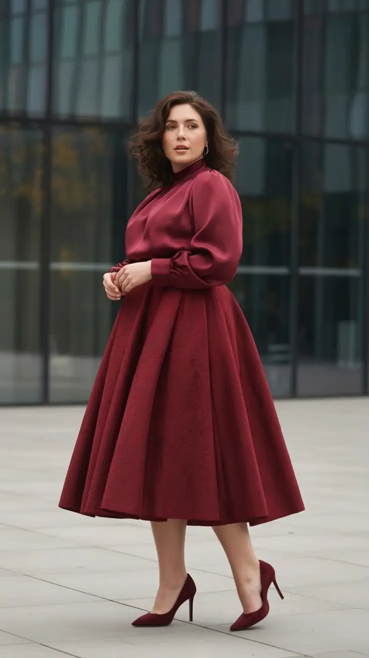 fall plus size outfits Wine Red Elegance for Elevated Days