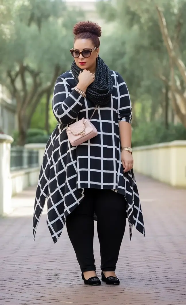 fall plus size outfits Bold Gridlines and Street Smart Layers
