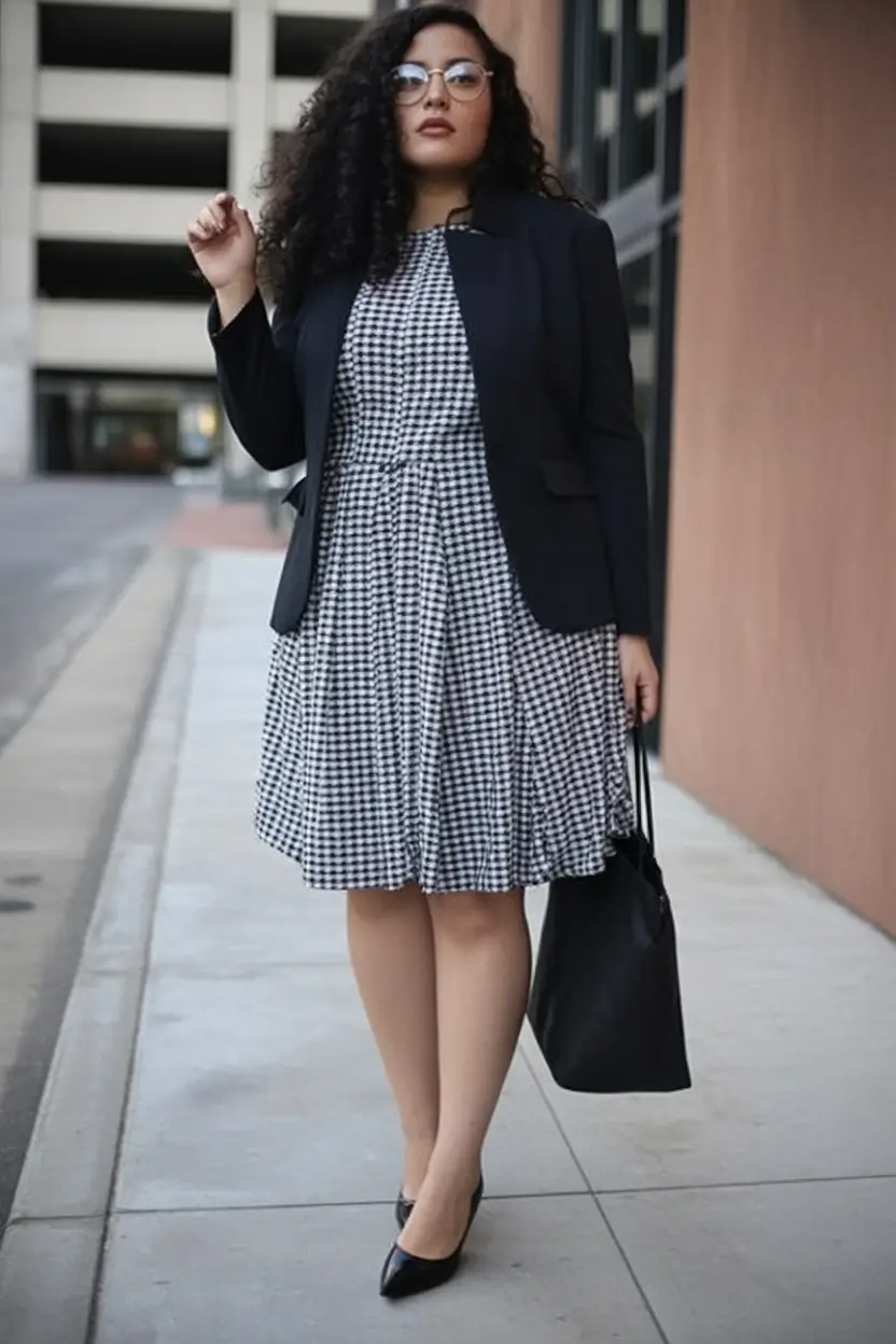 fall plus size outfits Monochrome Gingham for Everyday Power