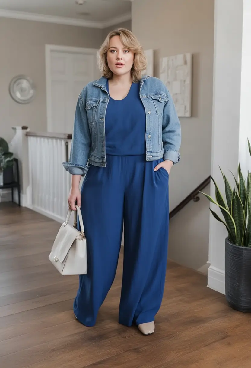 fall plus size outfits Denim and Sapphire Color-Drenched Cool