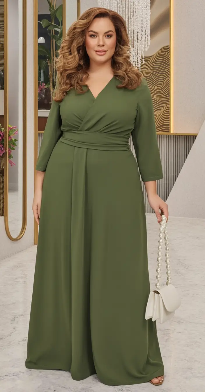 Wedding Guest outfits Ideas - October Trends 2025 Soft Olive Wrap Dress For All Bodies