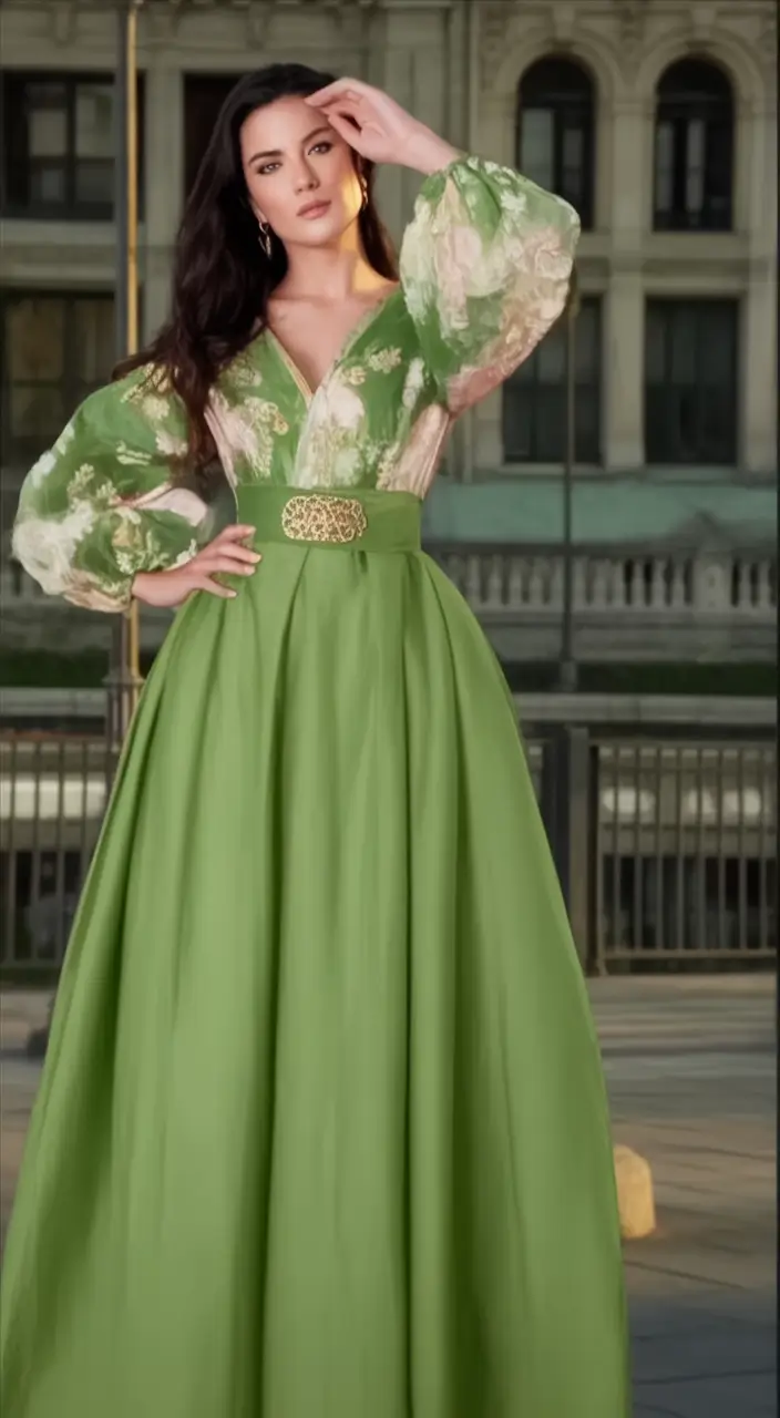 Wedding Guest outfits Ideas - October Trends 2025 Botanical Drama In Green And Gold