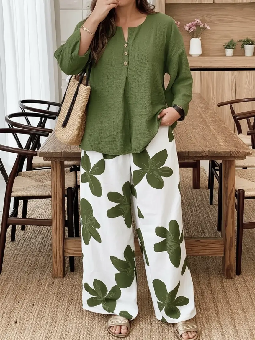 August Fashion outfits: Easy Ideas 2025 Botanical Print Bliss With a Hint of Tropic