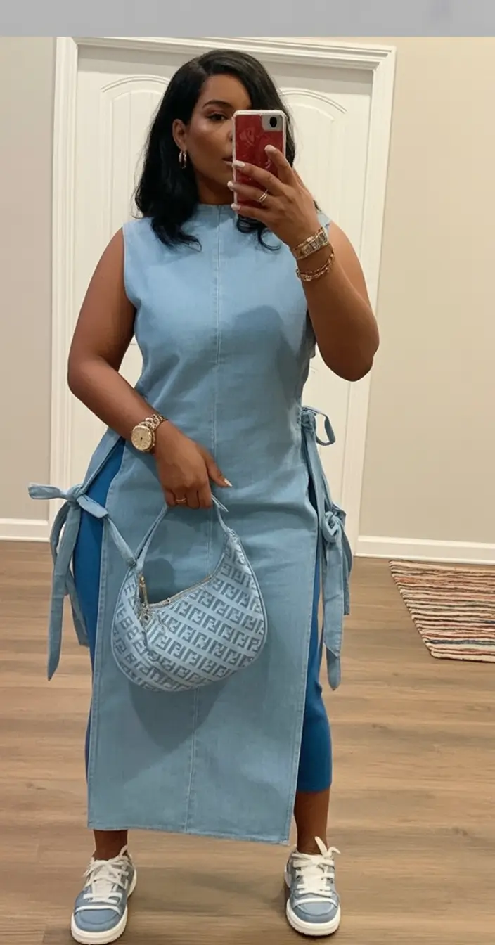 August Fashion outfits: Easy Ideas 2025 Monochrome Denim With a Logo Pop