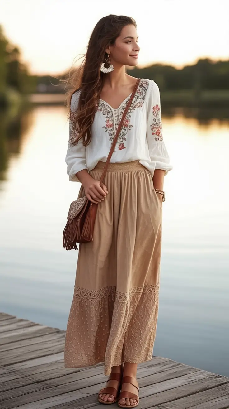 August Fashion outfits: Easy Ideas 2025 Boho Calm at Golden Hour