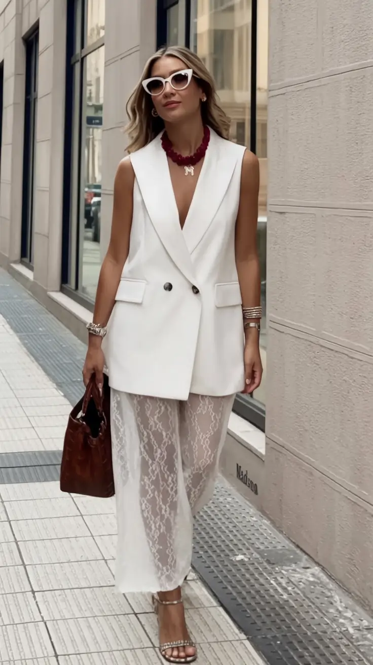 August Fashion outfits: Easy Ideas 2025 Lace Power and White-Tie Modernity