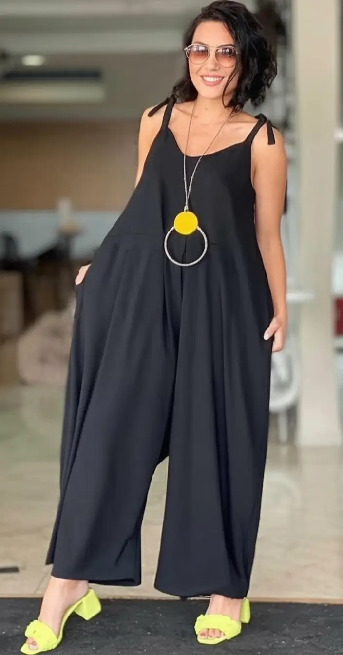 August Fashion outfits: Easy Ideas 2025 Black Jumpsuit Bright Confidence
