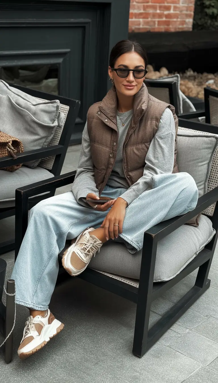 2025 Fall Cozy outfits Ideas 2025 Puffer Vest And Denim For Effortless Comfort
