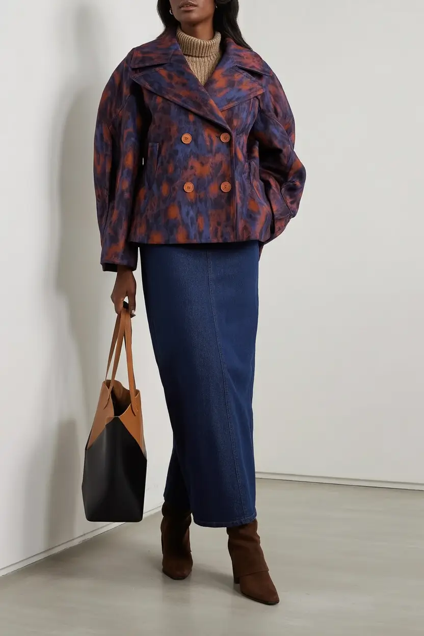 2025 Fall Cozy outfits Ideas 2025 Bold Texture and Denim Length