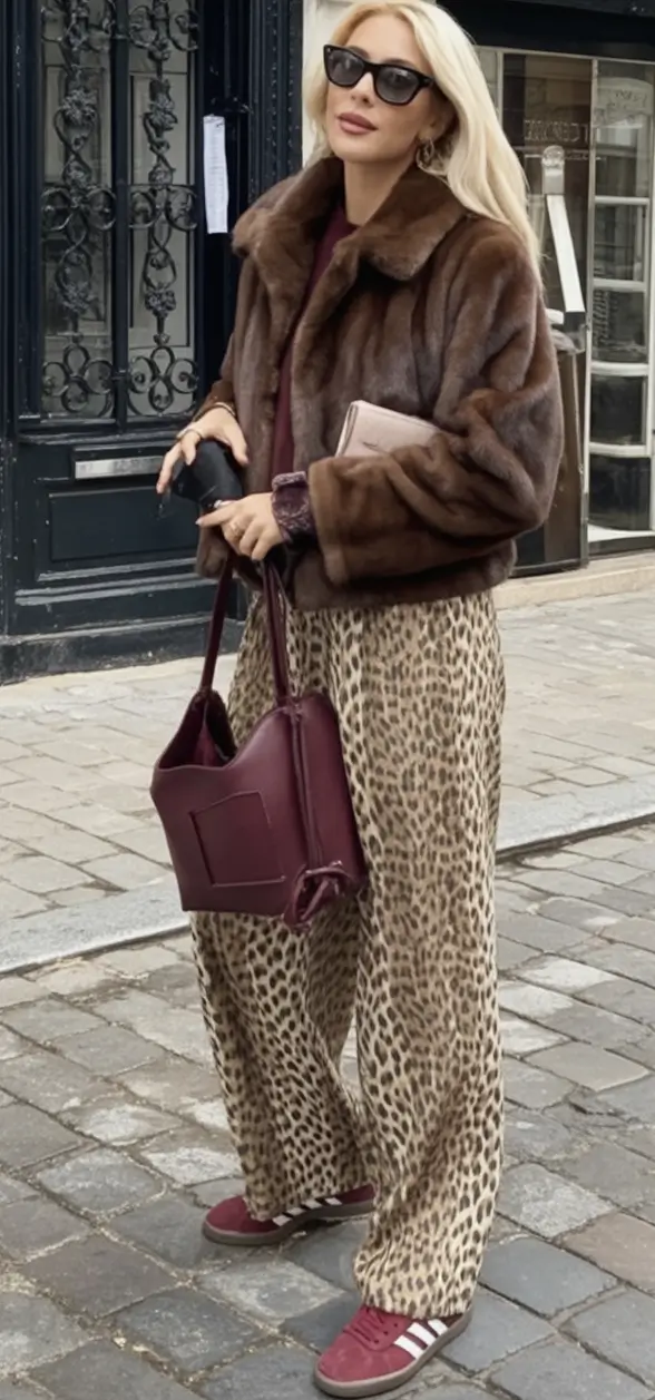 2025 Fall Cozy outfits Ideas 2025 Faux Fur and Burgundy Beats