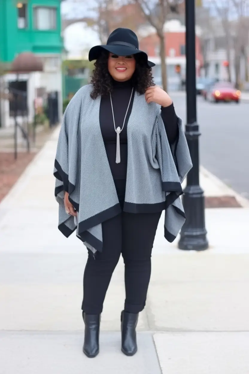 2025 Fall outfits Trends for Plus Size Women Drama Layered In Monochrome