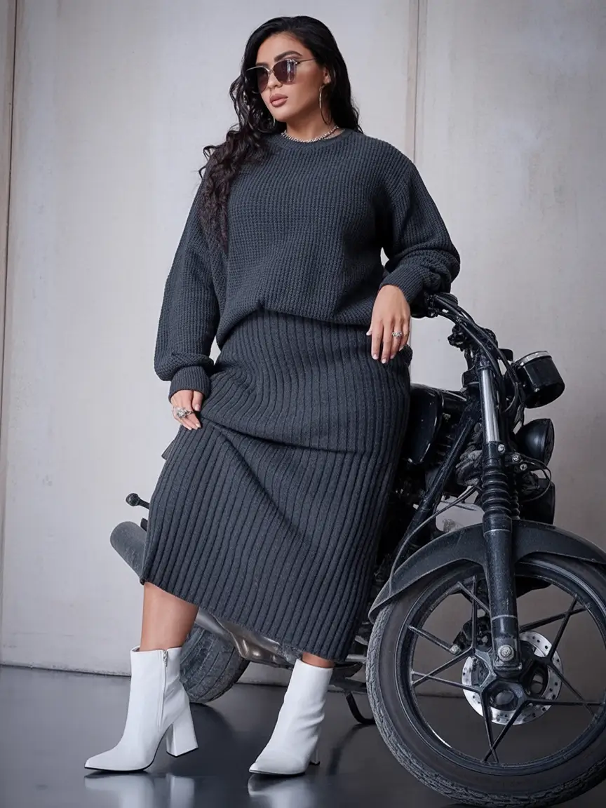 2025 Fall outfits Trends for Plus Size Women Cozy Cool On A Moto Mood