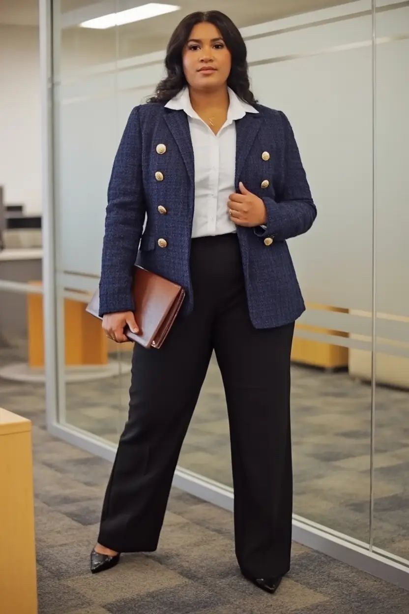 2025 Fall outfits Trends for Plus Size Women Boardroom Power With A Polished Twist