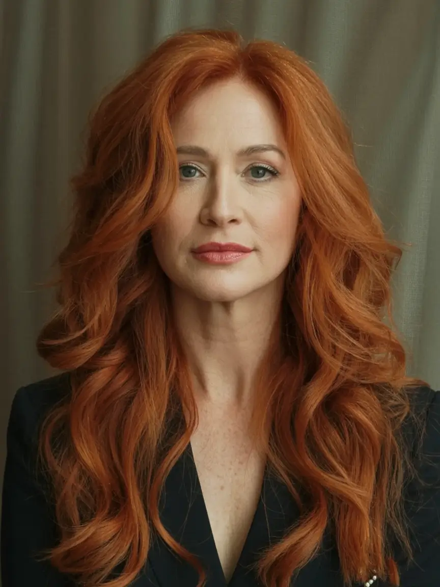 Best Fall hairstyles and colors for Women 40+ in 2025 Copper Waves with Boardroom Glam