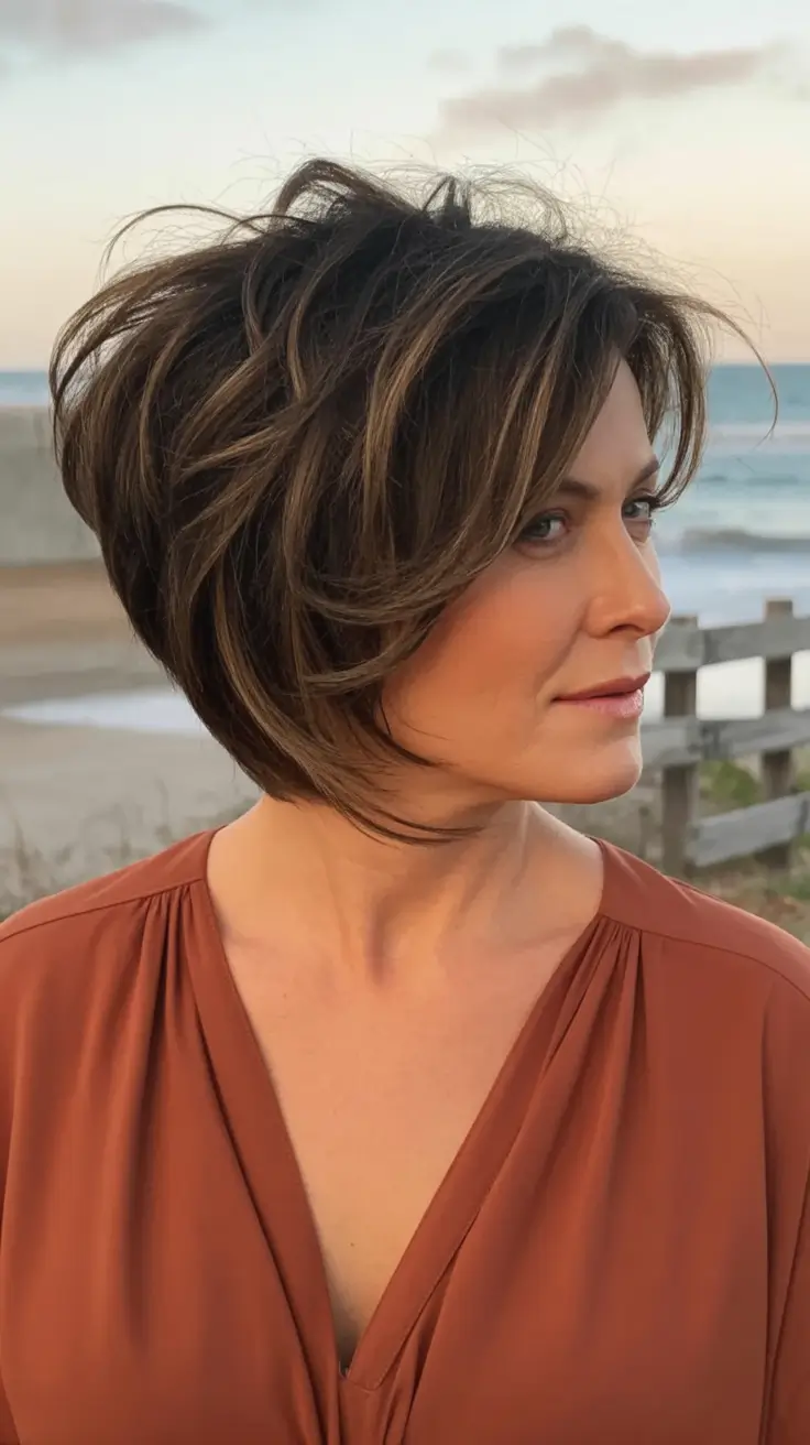 Best Fall hairstyles and colors for Women 40+ in 2025 Structured Bob With Brunette Lowlights