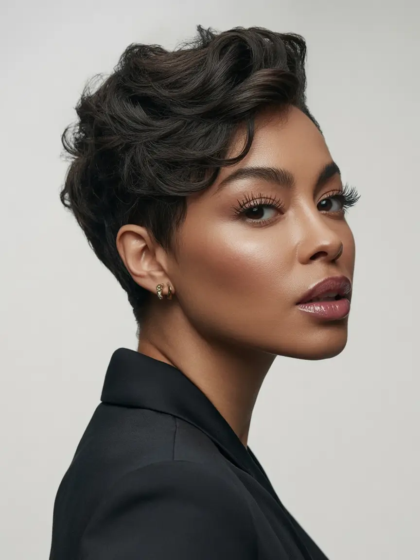 Best Fall hairstyles and colors for Women 40+ in 2025 Waved Pixie With Sculpted Volume