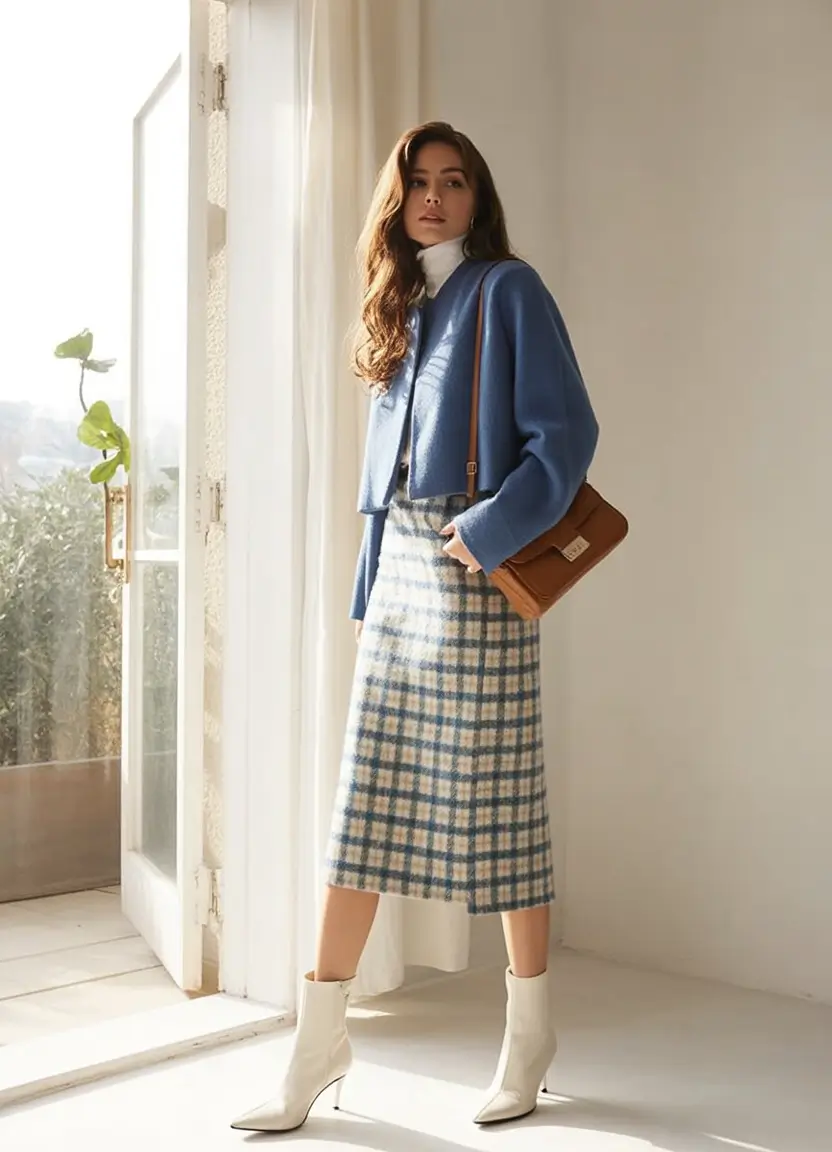 Chic Fall outfits for the Office - 2025 Trends Pastel Check Perfection with Winter Whites
