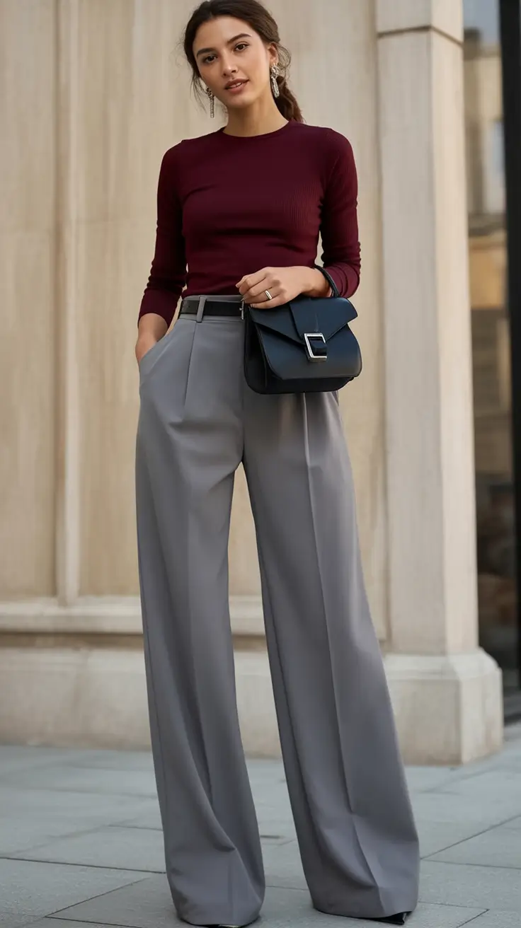 Chic Fall outfits for the Office - 2025 Trends Merlot and Slate: The Color Pairing of Power