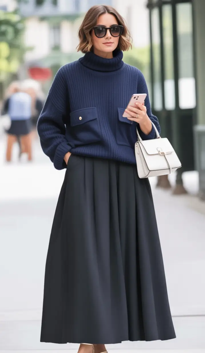 Chic Midsize Outfits to Try This Fall 2025 Navy Volume and Feminine Flair