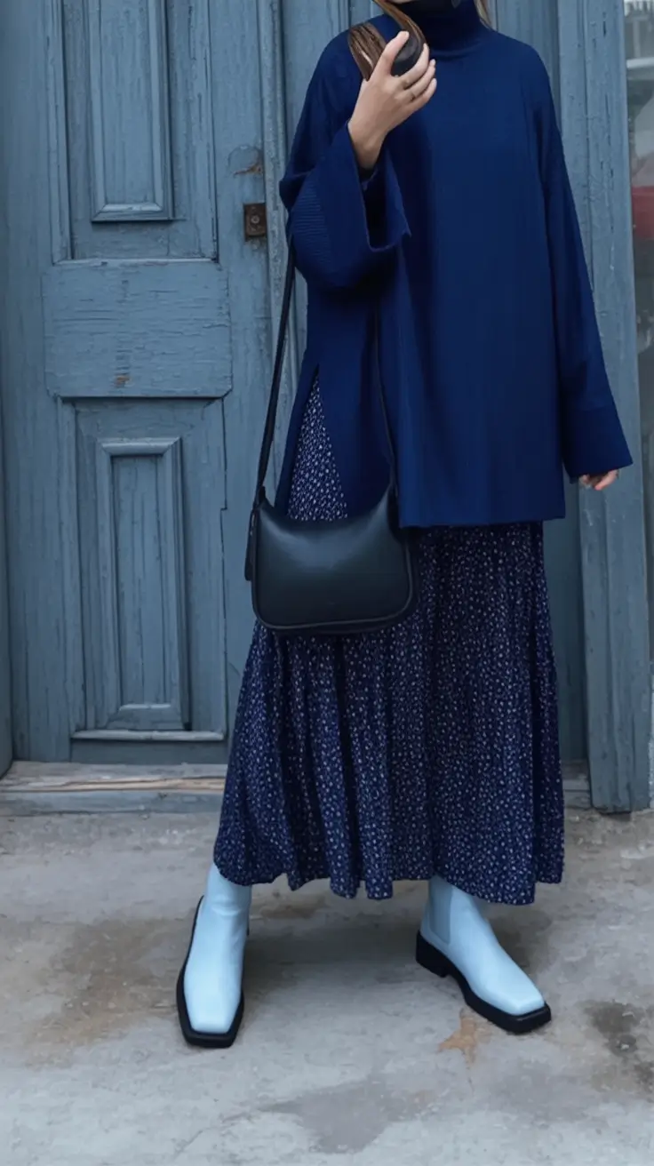 Chic Midsize Outfits to Try This Fall 2025 Retro Playfulness in Cool Navy Tones