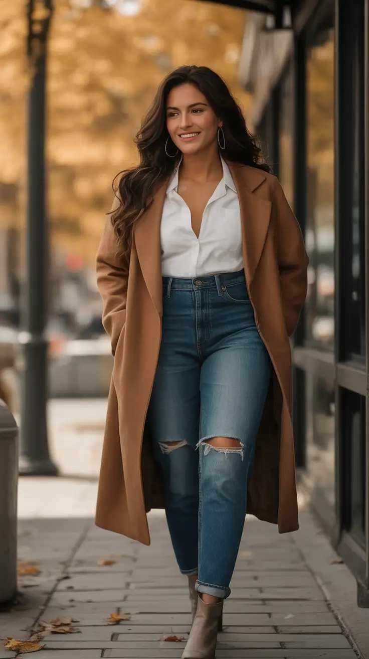 Chic Midsize outfits to Try This Fall 2025 Classic Coat With Cool Confidence