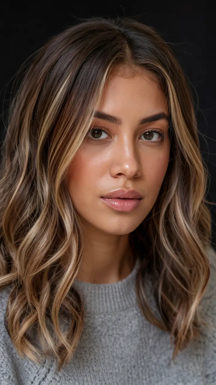 Cozy Brown Hair Colors for Fall Season 2025 Beige Brunette With Face-Framing Strips