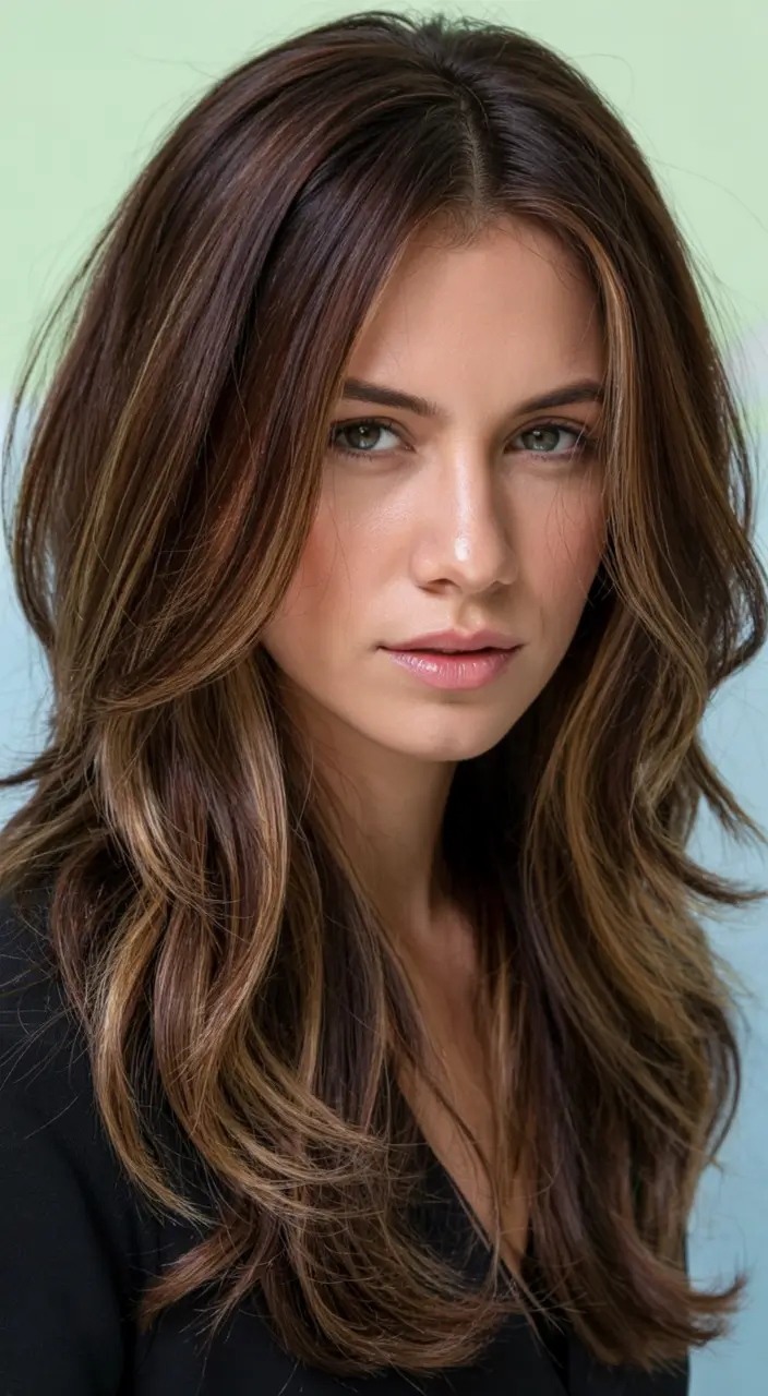 Cozy Brown Hair Colors for Fall Season 2025 Layered Mocha Blend with Subtle Lowlights