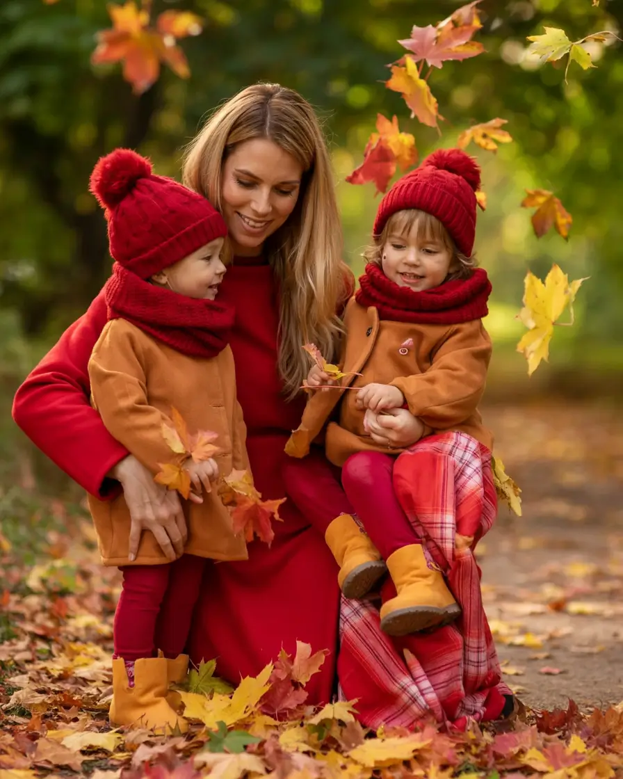 Cozy Fall 2025 outfits for Family Photo Crimson and Caramel for a Whimsical Touch