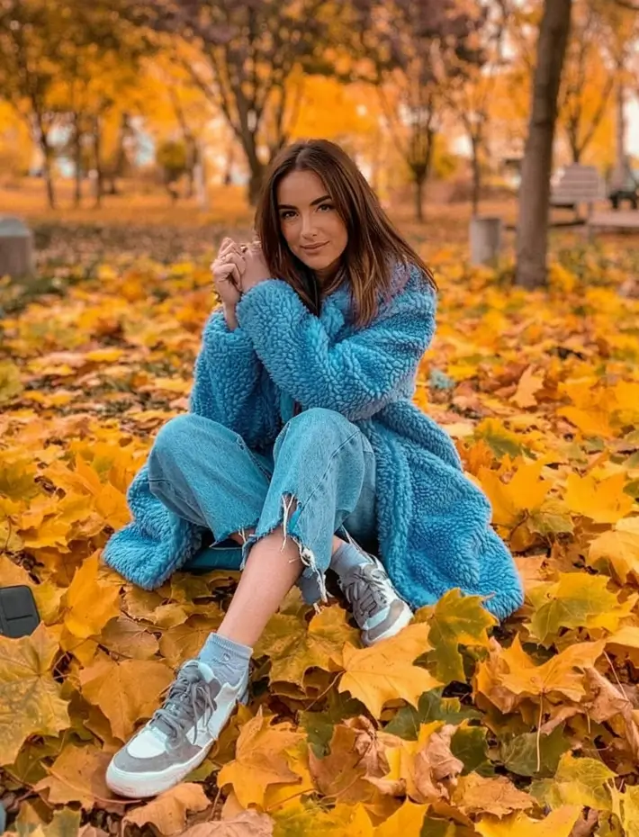 Cozy Fall 2025 outfits for Family Photo Bold in Dusty Blue and Denim