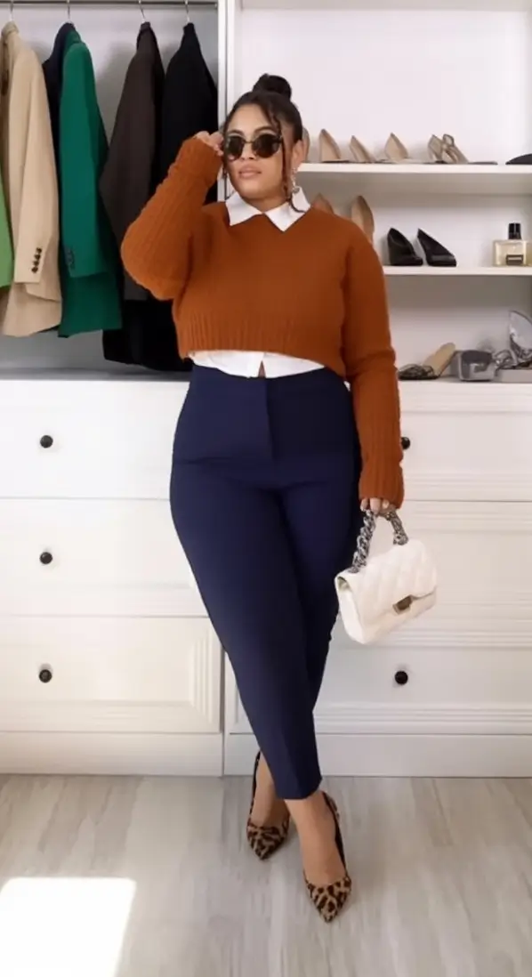 curvy fall outfits ideas 2025 Preppy Meets Spicy
