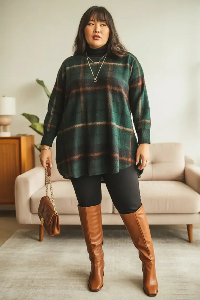 curvy fall outfits ideas 2025 Oversized Plaid Perfect Confidence