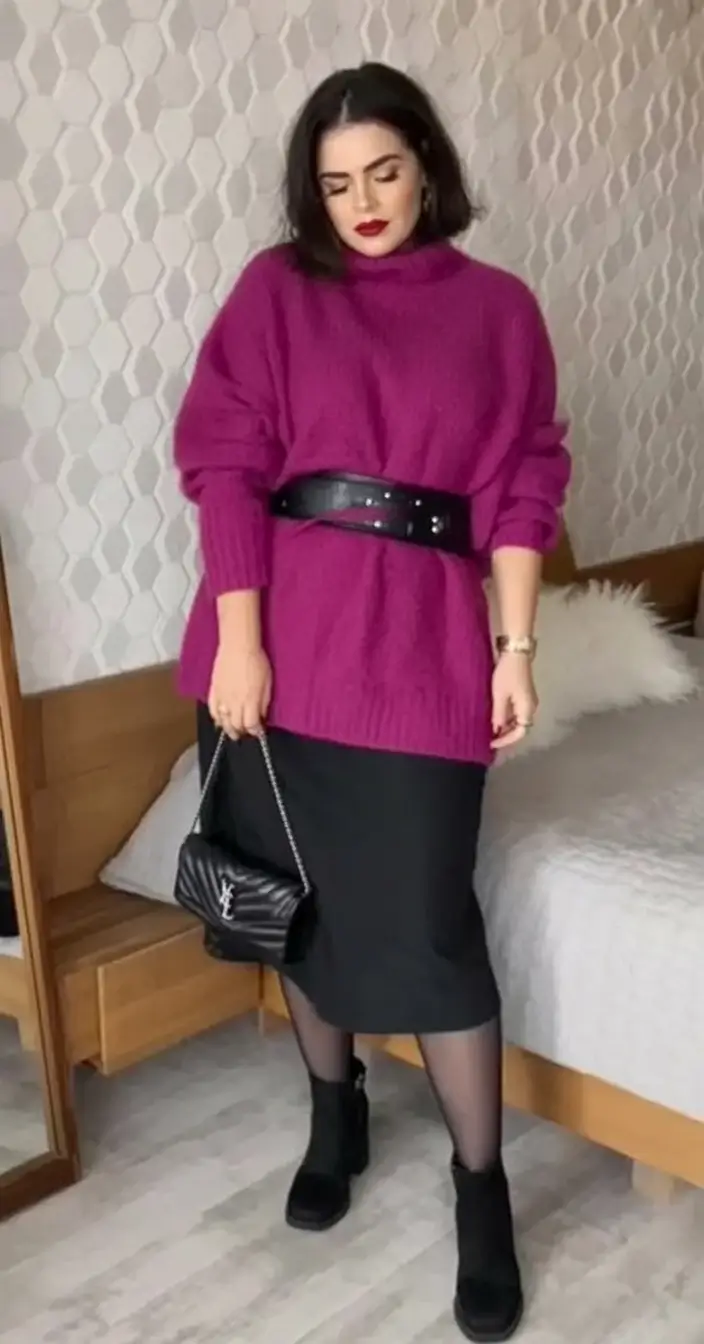 curvy fall outfits ideas 2025 Berry Bold with Urban Edge