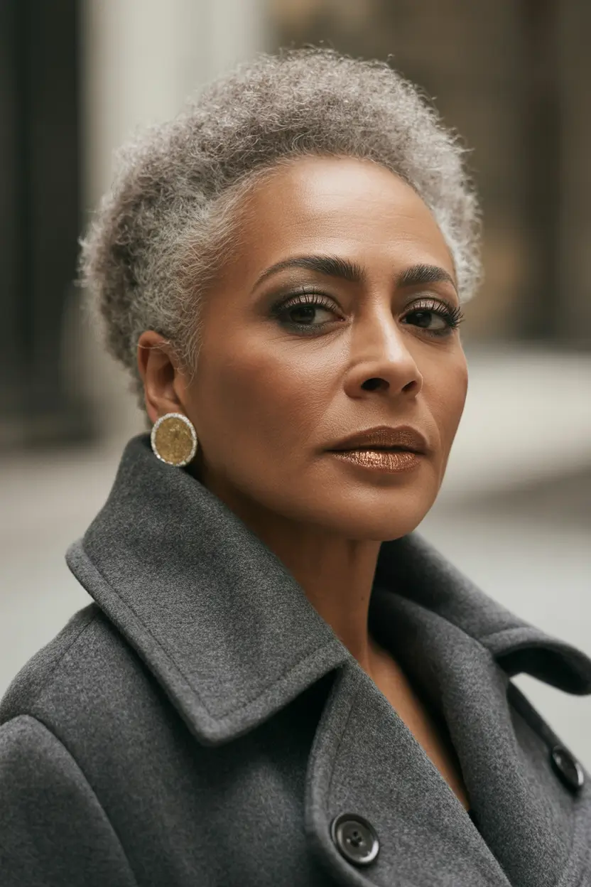 Elegant Fall hairstyles and colors for Women Over 60 in 2025 Natural Gray Crop with Refined Texture