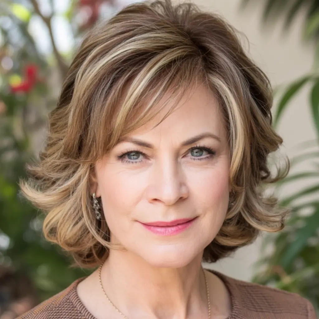Elegant Fall hairstyles and colors for Women Over 60 in 2025 Soft Curls with Subtle Balayage