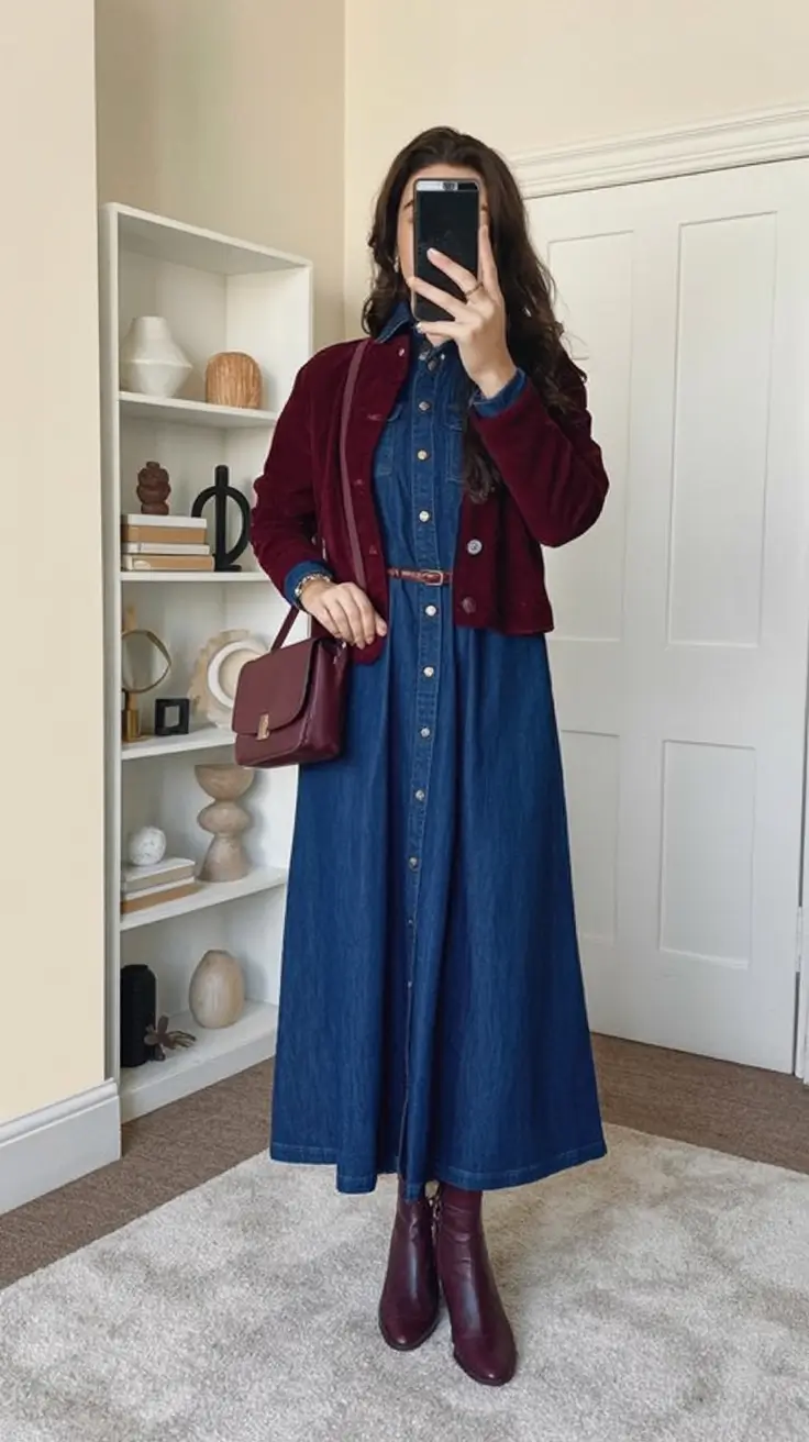 Everyday Fall Fashion outfits with Jeans 2025 Denim Dress Reinvented for Fall Layers