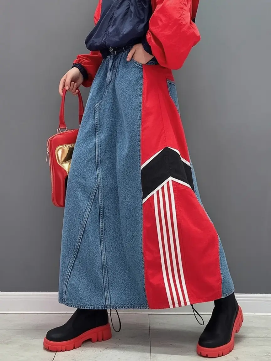 Everyday Fall Fashion outfits with Jeans 2025 Sporty Denim Maxi with High-Contrast Impact