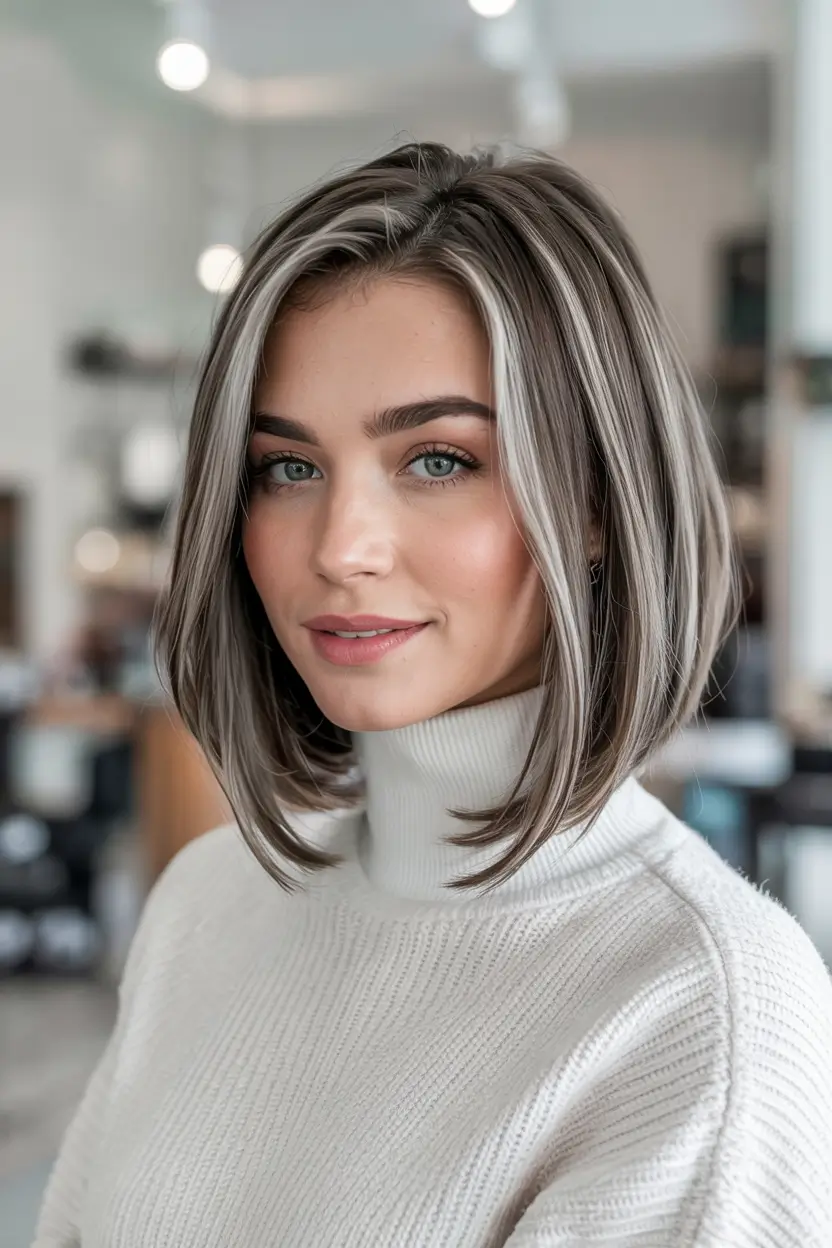 Fall 2025 Hair Color Trends for Blondes Cool Ash Bob with Face-Framing Strips