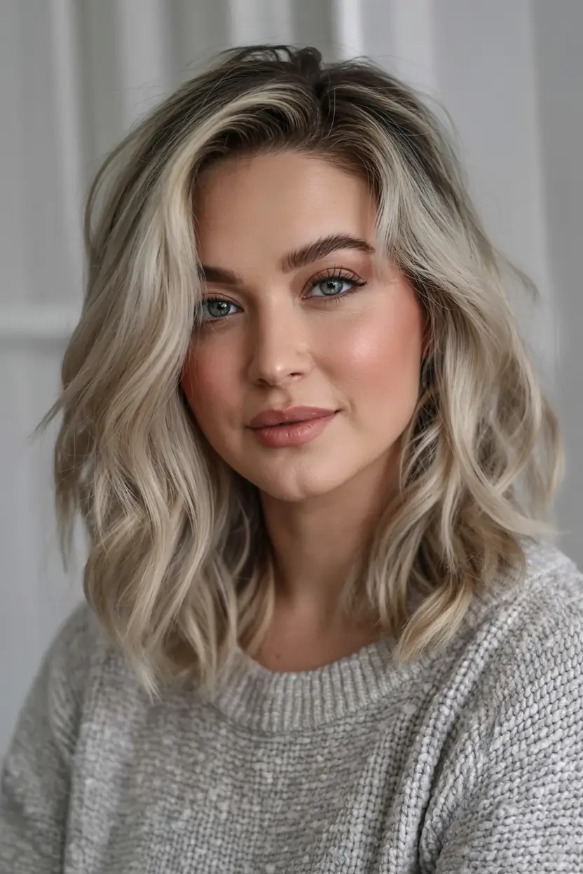 Fall 2025 Hair Color Trends for Blondes Pearl Blonde Waves with Shadowed Base
