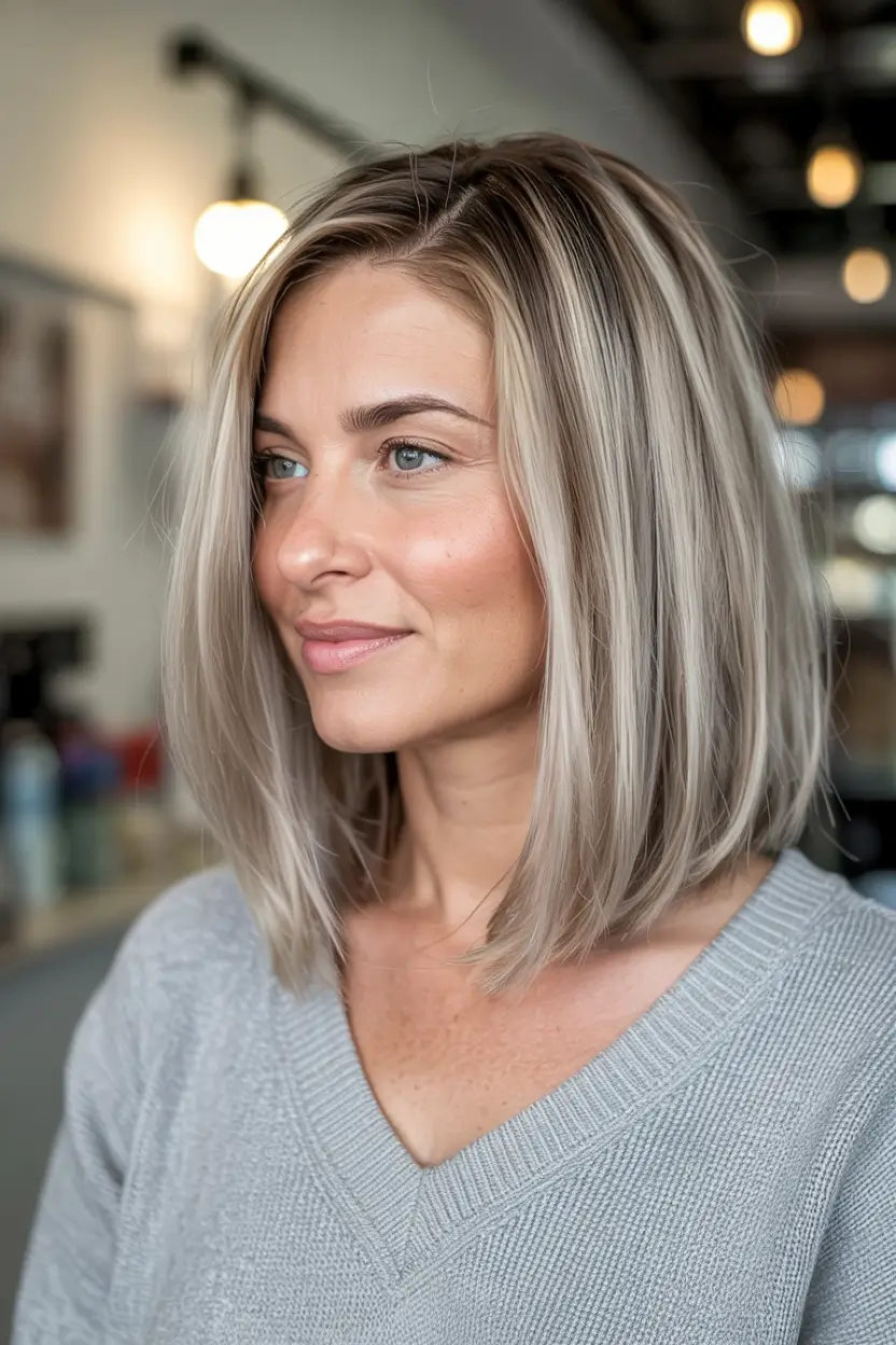 Fall 2025 Hair Color Trends for Blondes Icy Rooted Blonde Bob