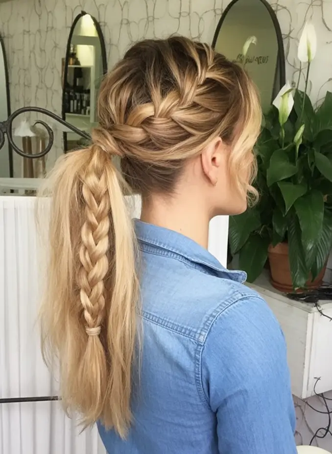 Fall 2025 Hairstyles for Women Braided Crown into Chunky Plait