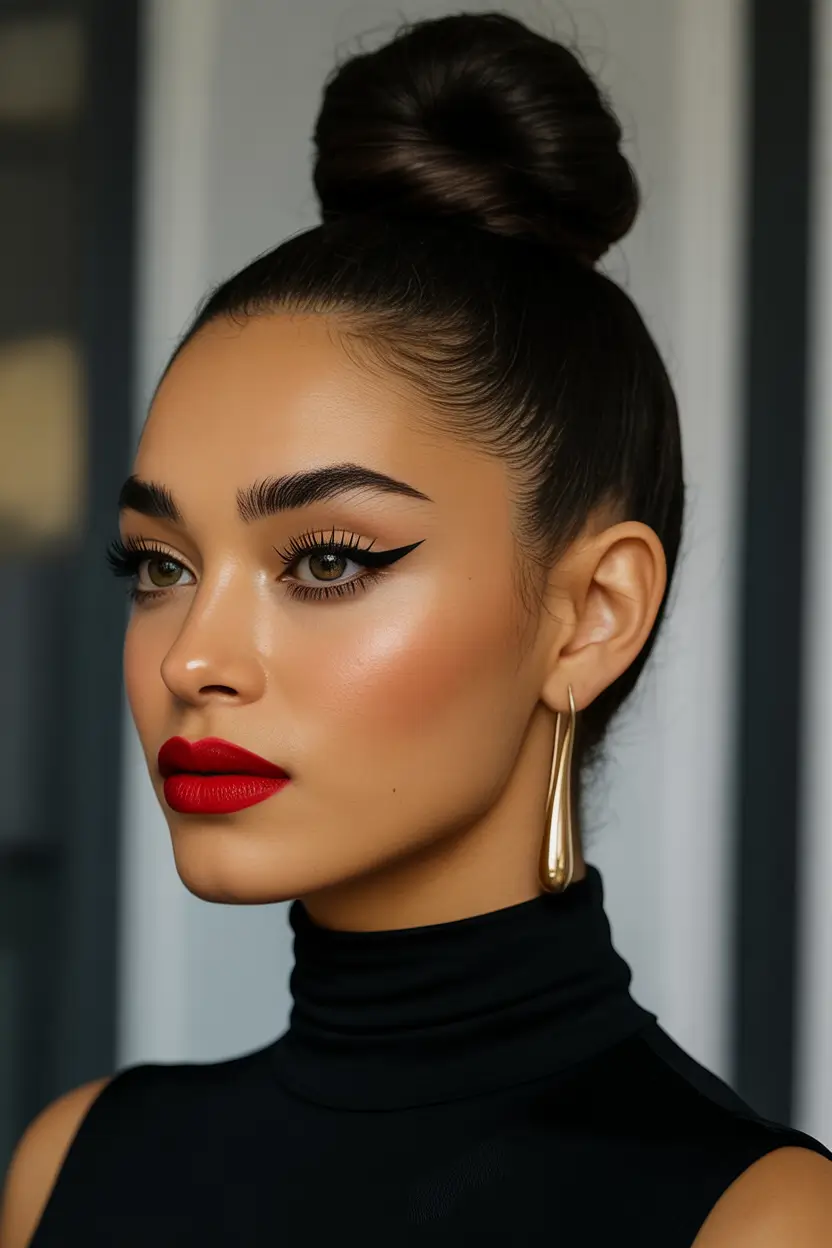 Fall 2025 Hairstyles for Women Slick High Ballet Bun