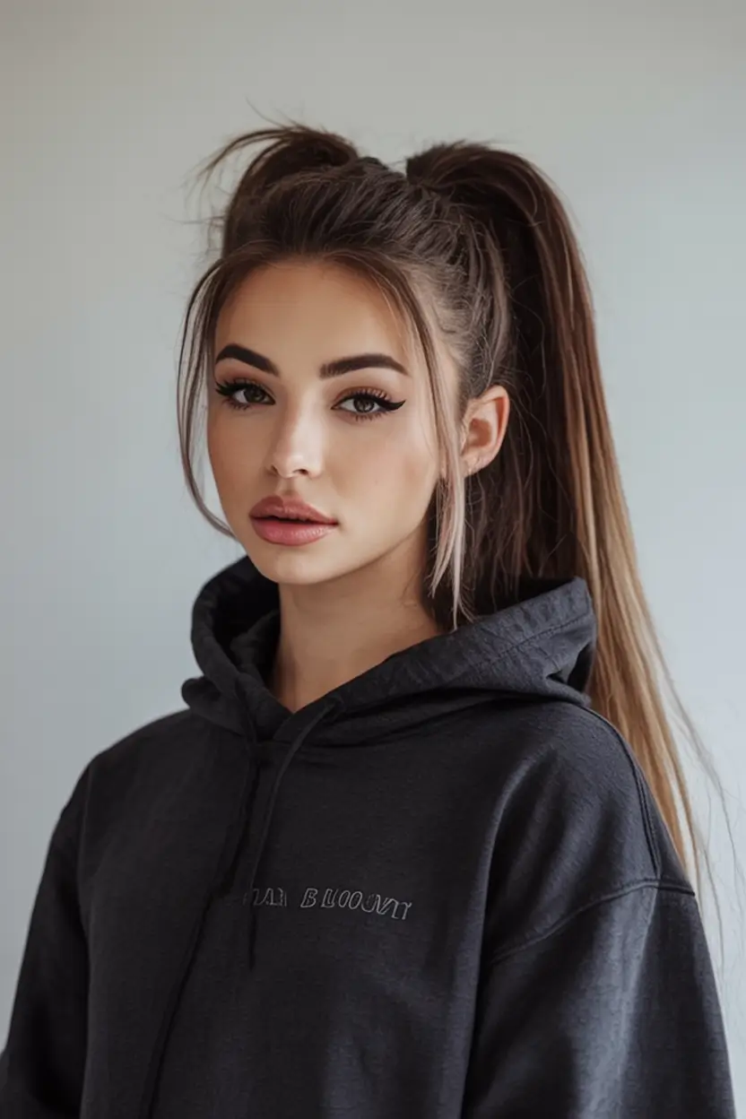 Fall 2025 Hairstyles for Women High Twin Ponytails with a Twist