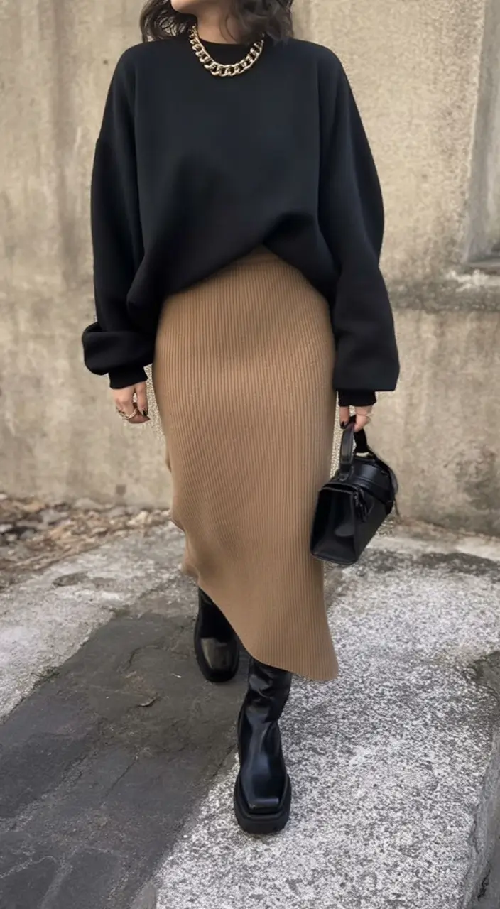 Fall 2025 outfits for Everyday Life: Style Ideas Sleek Contrast with Sculptural Layers