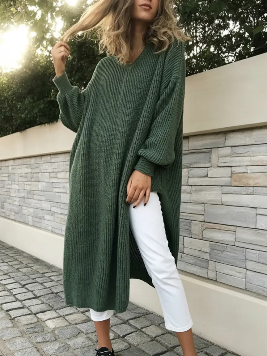 Fall 2025 Outfits for Everyday Life: Style Ideas Olive Sweater-Dress Energy