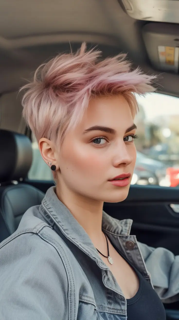 Fall 2025 Short Haircuts Inspo You’ll Love Messy Pink-Toned Crop With Texture