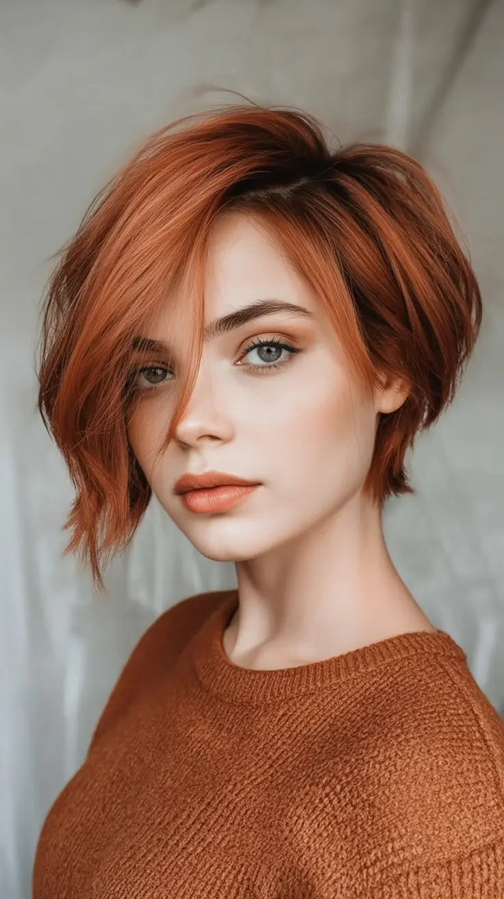 Fall 2025 Short Haircuts Inspo You’ll Love Textured Pumpkin Spice Layered Bob