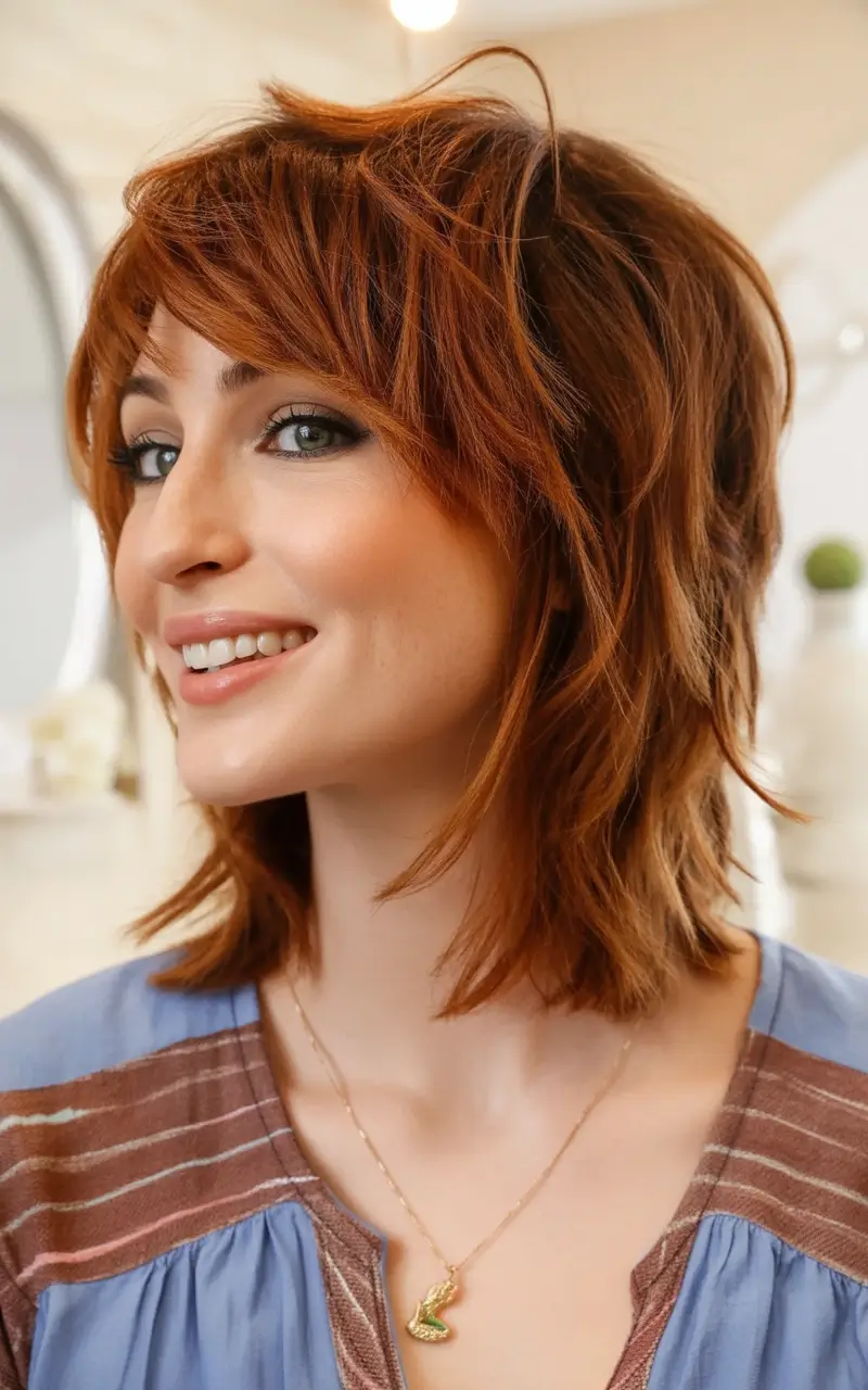 Fall 2025 Short Haircuts Inspo You’ll Love Choppy Copper Wolf Cut
