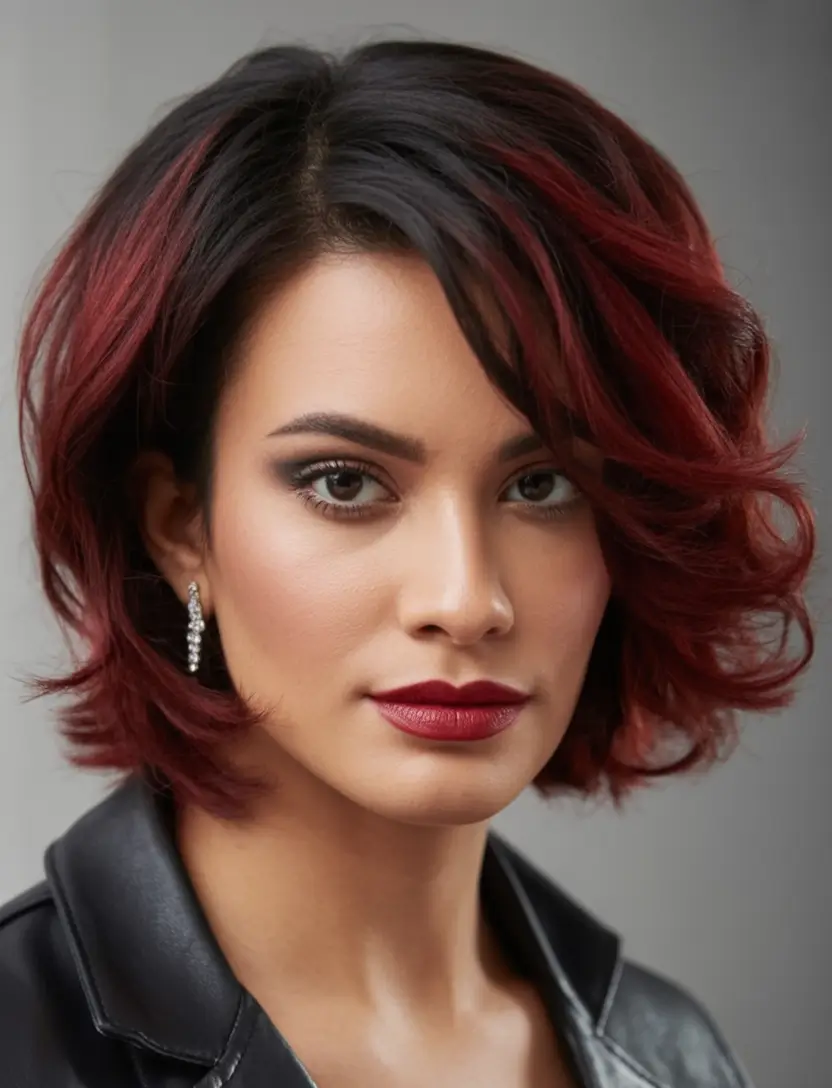 Fall 2025 Short Haircuts Inspo You’ll Love Dark Berry Waves With Dimension